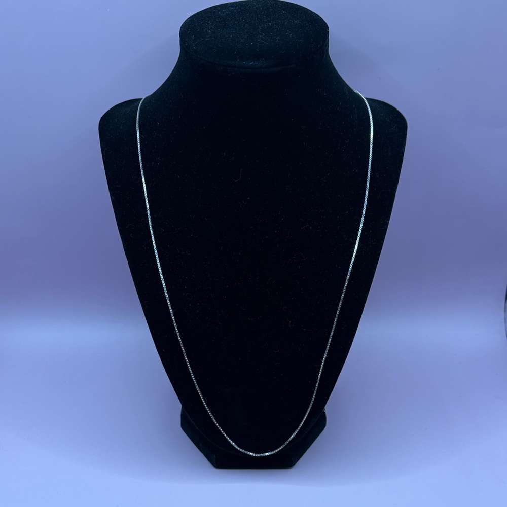 Sleek 24” Genuine Sterling Silver Box Chain Necklace
